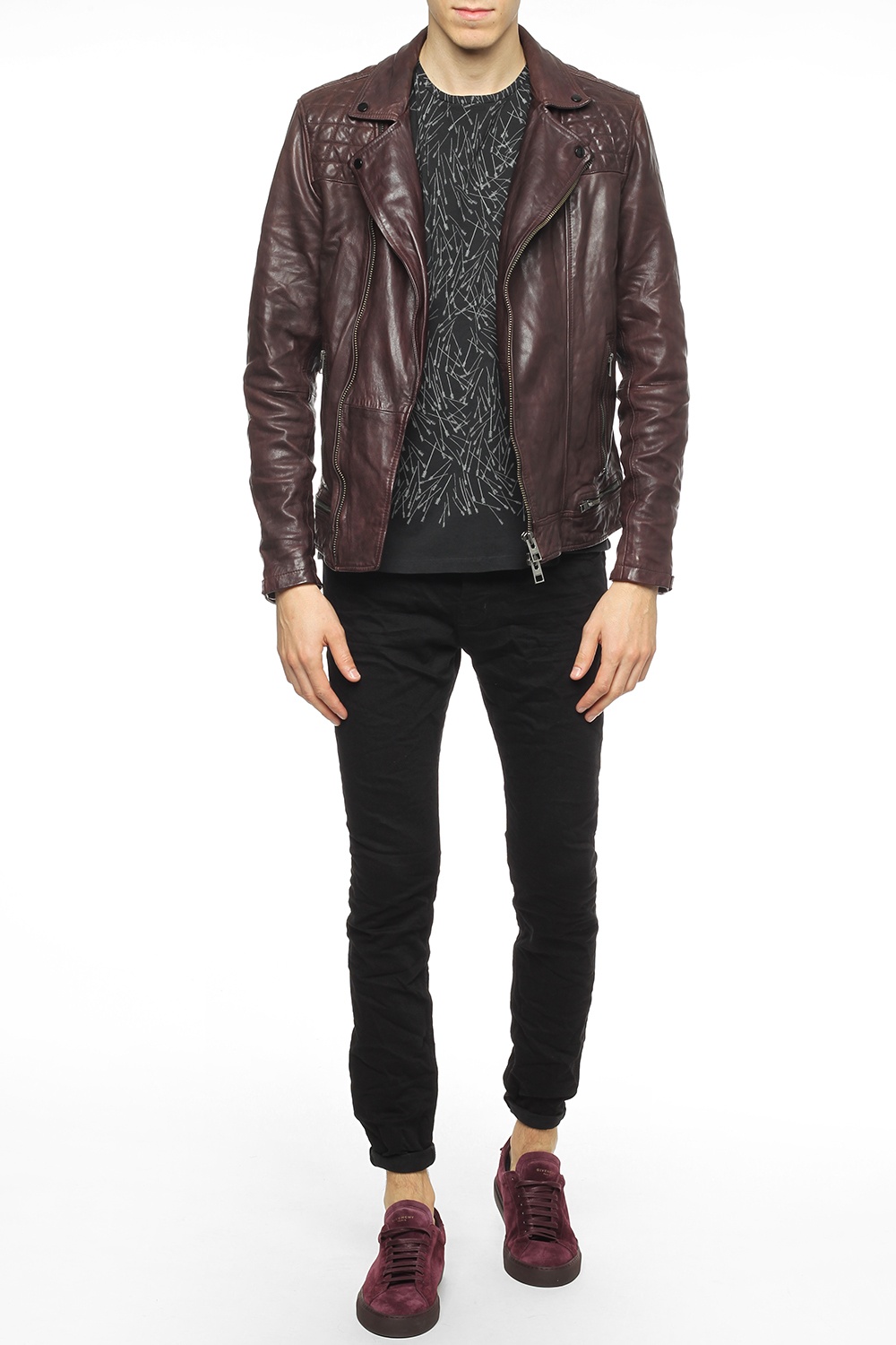 Oxblood allsaints leather clearance jacket